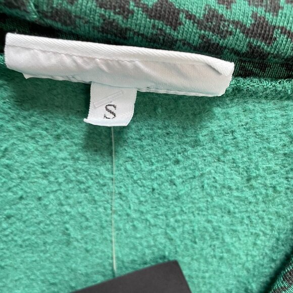 Bryn Walker Pike Poncho‎ Womens Small Green Houndstooth Cowl Neck Bamboo Fleece - Picture 9 of 14